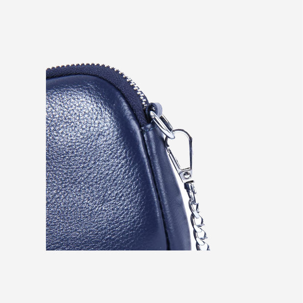 CRYSTAL LEATHER BEE BAG IN NAVY