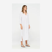 PONDICHERRY EMBROIDERY COTTON WHITE DRESS
