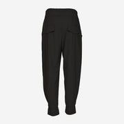 TRAVEL FABRIC TROUSERS WITH CUFF - BLACK