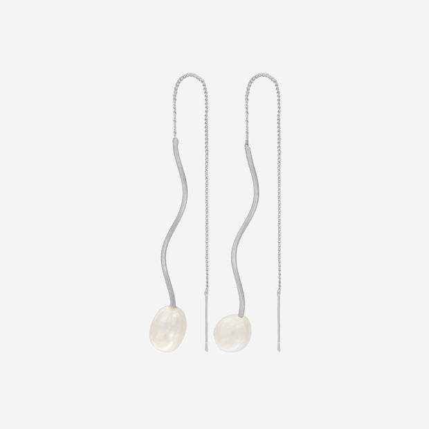 AUDREY SIMPLE ORGANIC CHAIN EARRING SILVER PLATING