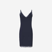 LACE EDGED STRAP DRESS - DARK BLUE