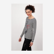 LONG-SLEEVED STRIPED T-SHIRT WITH PRINT
