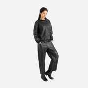 ELSEWHERE  ROUND SHAPED TROUSERS TOPSTITCHED-BLACK 21855