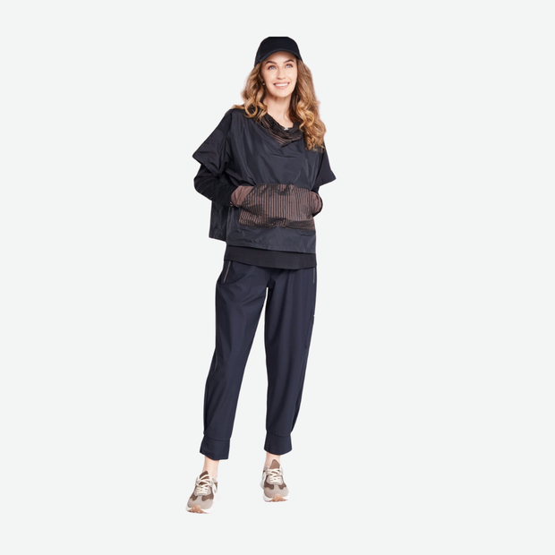 NAYA DRAWSTRING HEM TOP WITH STRIPPED POCKET & COLLAR NAW25190/973