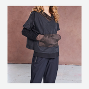 NAYA DRAWSTRING HEM TOP WITH STRIPPED POCKET & COLLAR NAW25190/973