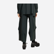 ELSEWHERE PLEATED WIDE LEG TROUSERS-MIDNIGHT GREEN 21835