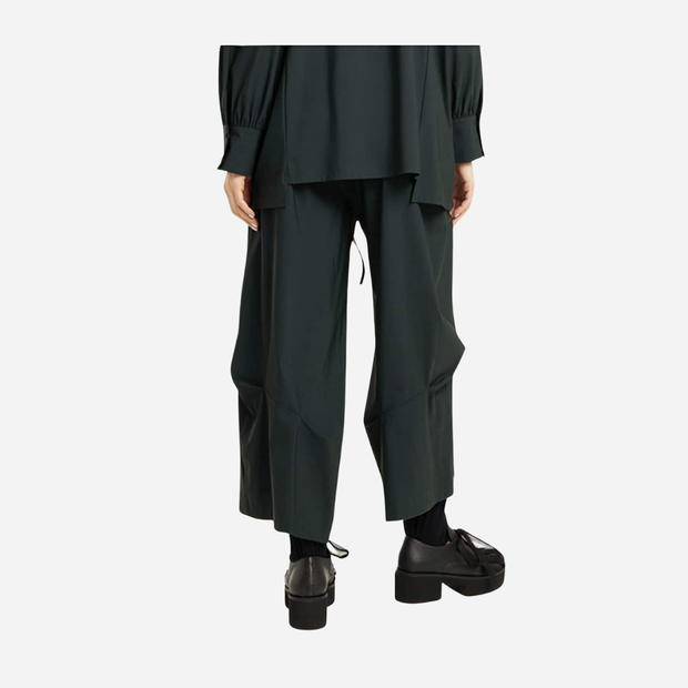 ELSEWHERE PLEATED WIDE LEG TROUSERS-MIDNIGHT GREEN 21835