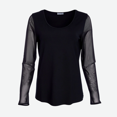 NAYA JERSEY ROUND NECK TOP WITH MESH SLEEVE NAW25106/09