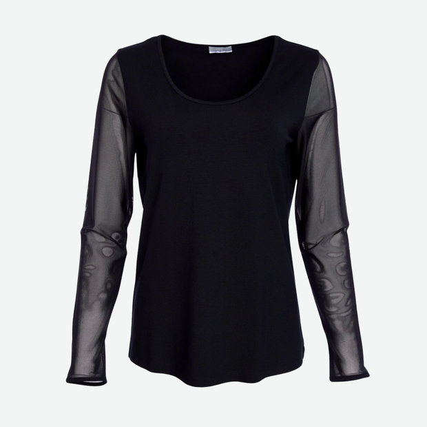 NAYA JERSEY ROUND NECK TOP WITH MESH SLEEVE NAW25106/09