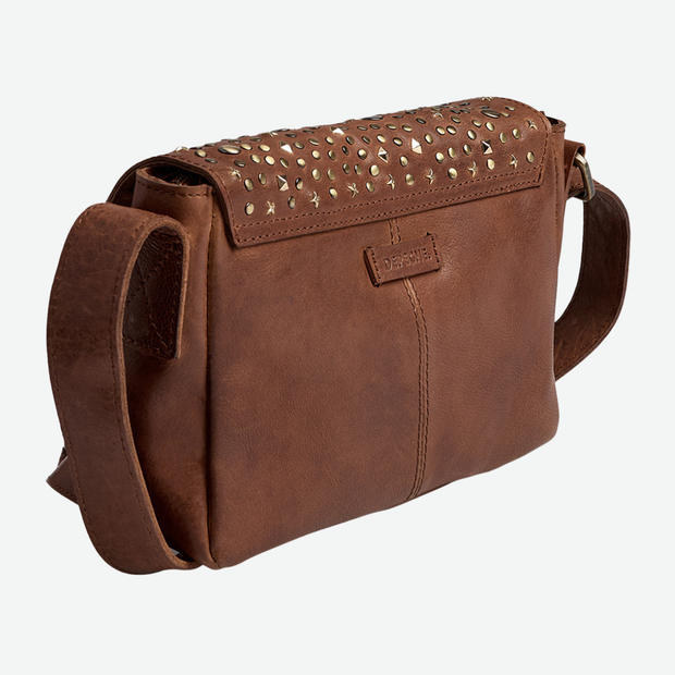 DEPECHE CROSS OVER BAG 16526 BROWN WITH STUDS