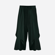ELSEWHERE PLEATED WIDE LEG TROUSERS-MIDNIGHT GREEN 21835