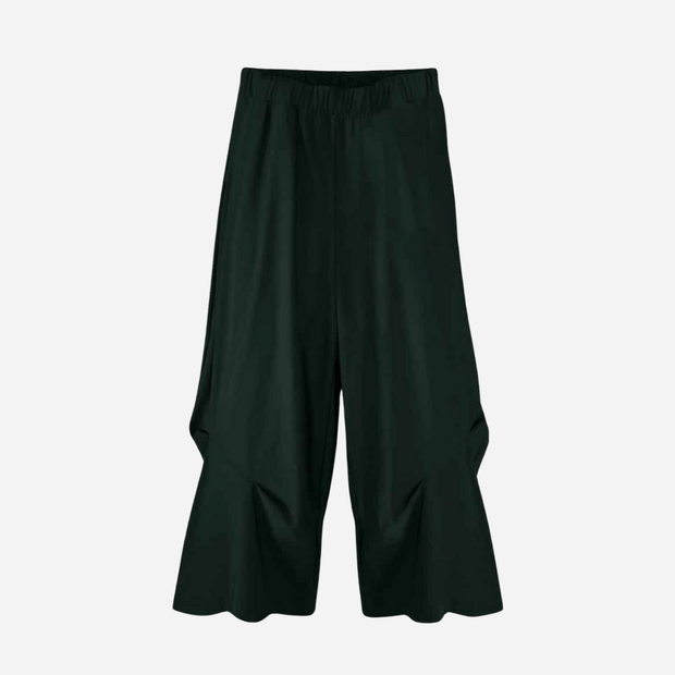 ELSEWHERE PLEATED WIDE LEG TROUSERS-MIDNIGHT GREEN 21835
