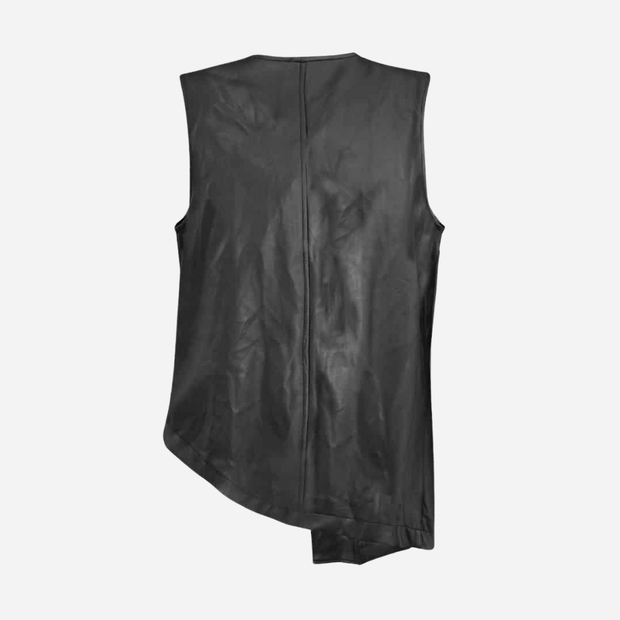 ELSEWHERE  TOPSTITCHED WAISTCOAT ZIPPED-BLACK 21854