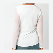 NAYA JERSEY ROUND NECK TOP WITH MESH SLEEVE NAW25106/12 CREAM