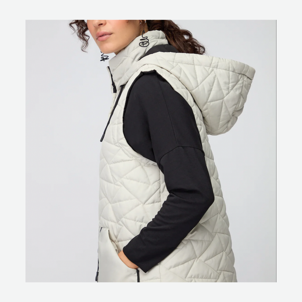 NAYA PADDED LONG GILET WITH POCKET/COLLAR NAW25209/779 CREAM/BLK