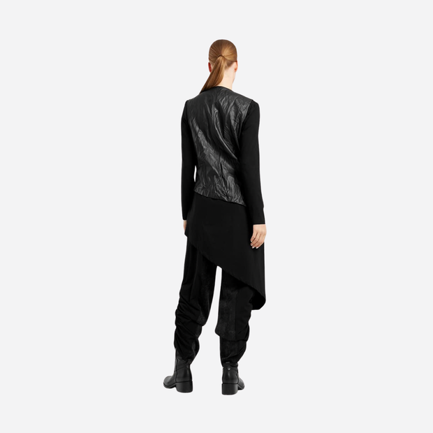 ELSEWHERE  TOPSTITCHED WAISTCOAT ZIPPED-BLACK 21854