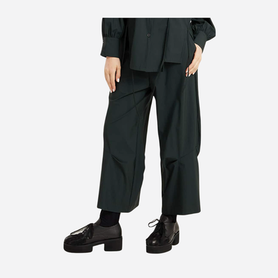 ELSEWHERE PLEATED WIDE LEG TROUSERS-MIDNIGHT GREEN 21835