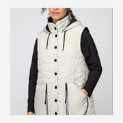 NAYA PADDED LONG GILET WITH POCKET/COLLAR NAW25209/779 CREAM/BLK