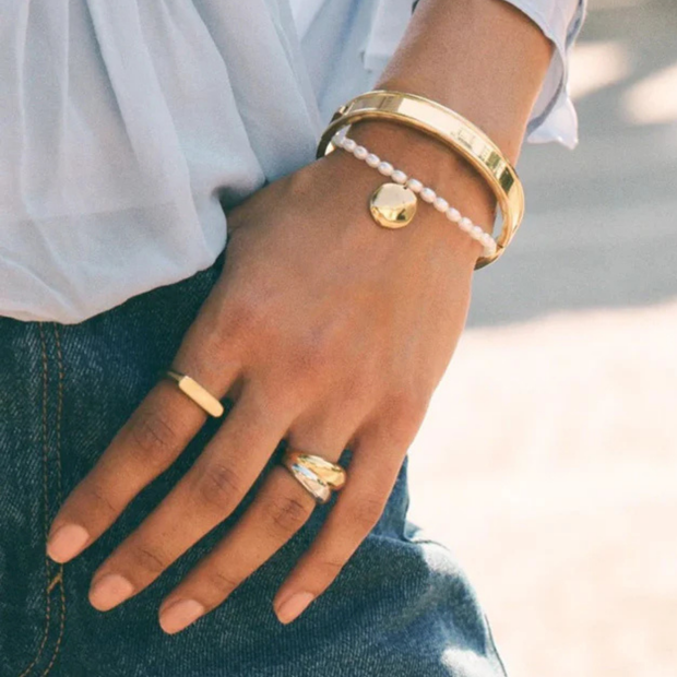 EDBLAD PEARL SIGNET BRACELET MULTI GOLD