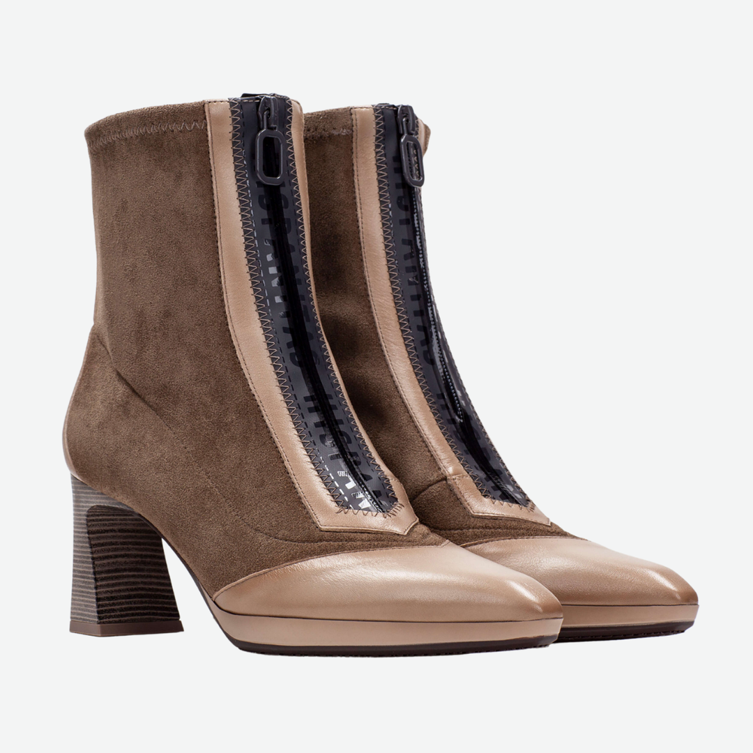 Hispanitas Atlanta - Stivaletti Donna In Pelle E Tessuto Con Tacco 7 Cm - Prodotto In Spagna - 2