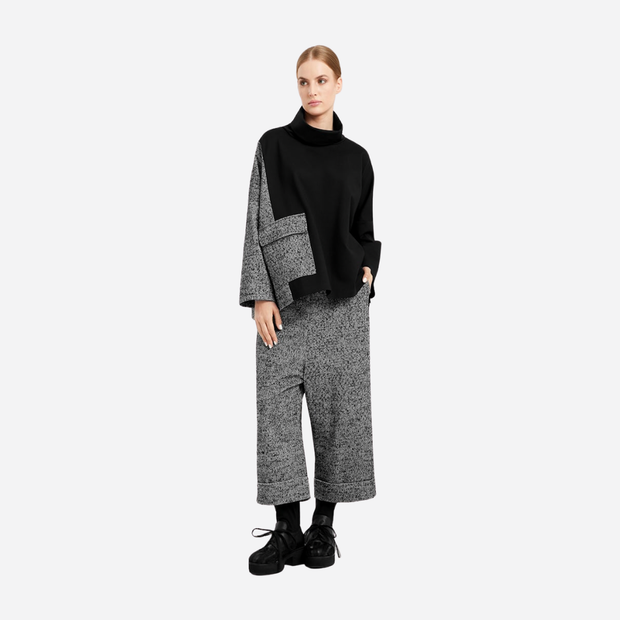 ELSEWHERE LOOSE FIT CONTRAST POCKET TOP BLACK 21790