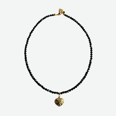 ROSIE FOX BLACK SPINNEL GOLD HEART NECKLACE/ FJN2131
