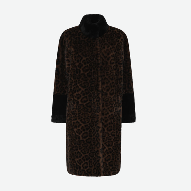 MICHA FAUX FUR COAT 143234 BROWN LEO