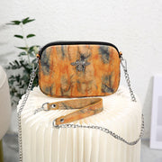 WOOD PRINT LEATHER BAG IN SUNFLOWER