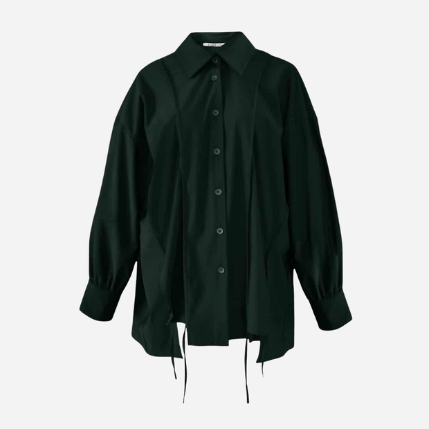 ELSEWHERE OVERSIZED BALLOON SLEEVE-MIDNIGHT GREEN TOP 21831