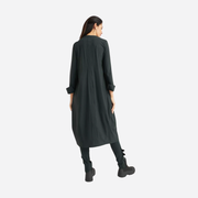 ELSEWHERE BALLOON SHAPE DRESS-CARDI-MIDNIGHT GREEN 21833