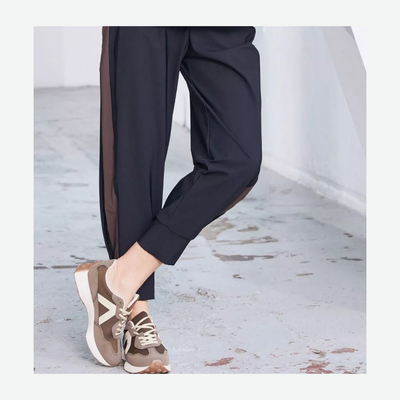 NAYA SLIM LEG CONTRAST PANEL TROUSERS WITH CUFF NAW25120/973