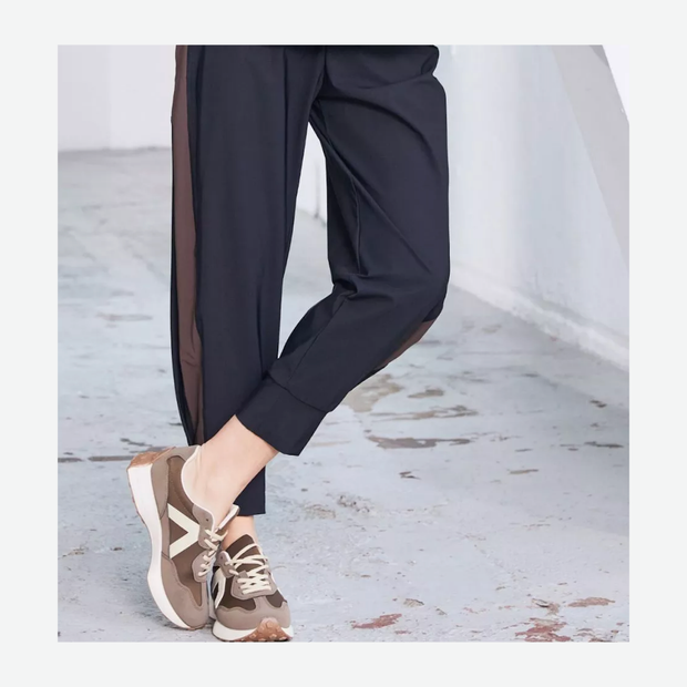 NAYA SLIM LEG CONTRAST PANEL TROUSERS WITH CUFF NAW25120/973