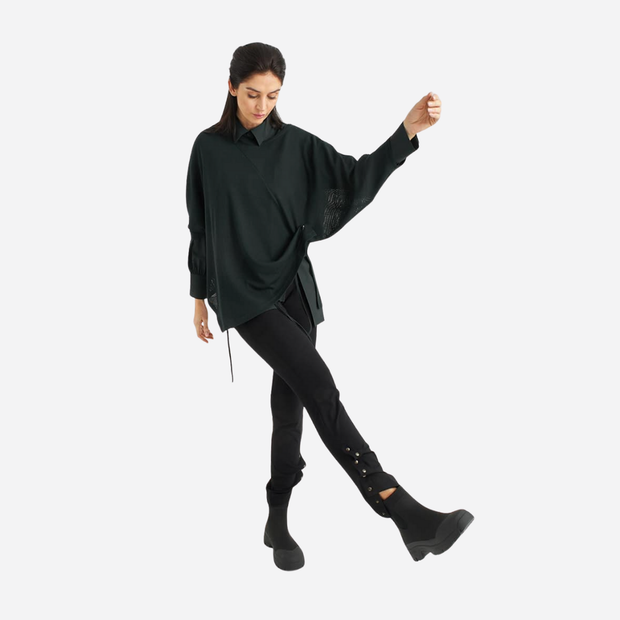 ELSEWHERE  ASYMMETRIC TOP -MIDNIGHT GREEN 21800/GREEN
