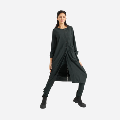 ELSEWHERE BALLOON SHAPE DRESS-CARDI-MIDNIGHT GREEN 21833