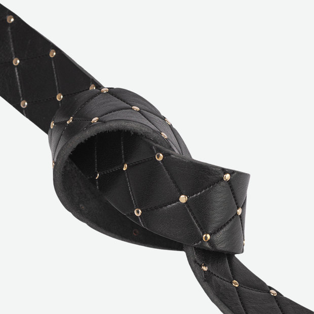 DEPECHE JEANS BELT BLACK/GOLD STUDS 16388