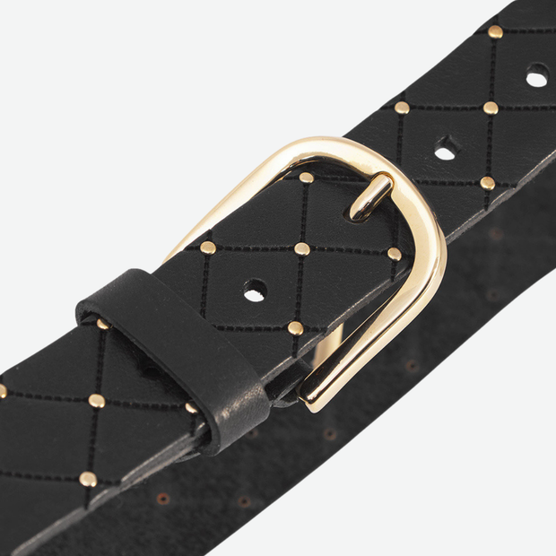 DEPECHE JEANS BELT BLACK/GOLD STUDS 16388
