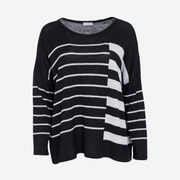 NAYA BLACK AND SILVER STRIPPED KNIT TOP NAW25240/985 BLK/SILVER