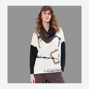 NAYA CUBE PRINT CONTRAST SLEEVE TOP NAW25307/209