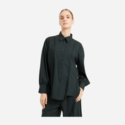ELSEWHERE OVERSIZED BALLOON SLEEVE-MIDNIGHT GREEN TOP 21831