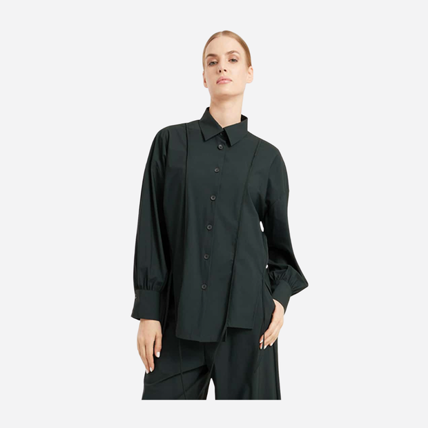 ELSEWHERE OVERSIZED BALLOON SLEEVE-MIDNIGHT GREEN TOP 21831