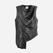 ELSEWHERE  TOPSTITCHED WAISTCOAT ZIPPED-BLACK 21854