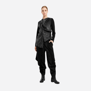 ELSEWHERE  TOPSTITCHED WAISTCOAT ZIPPED-BLACK 21854