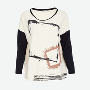 NAYA CUBE PRINT CONTRAST SLEEVE TOP NAW25307/209