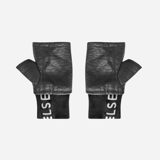 ELSEWHERE RIBBED GLOVES FAUX LEATHER-BLACK 21898/BLACK