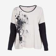 NAYA TAUPE & BLACK PLACEMENT TOP NAW25308/779