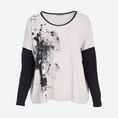 NAYA TAUPE & BLACK PLACEMENT TOP NAW25308/779