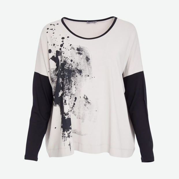 NAYA TAUPE & BLACK PLACEMENT TOP NAW25308/779
