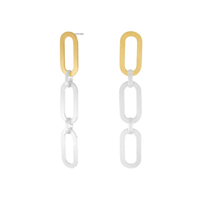 AUDREY OVAL LINK EARRINGS 2-TONE