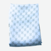 CLASSIC BEE MOTIF SATIN SCARF IN BABY BLUE