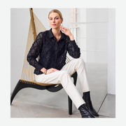 MICHA FANCEY LACE AND KNIT BLOUSE BLACK 143 220